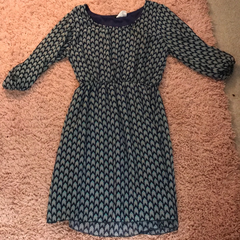 Espresso Blue and Green Patterned Dress